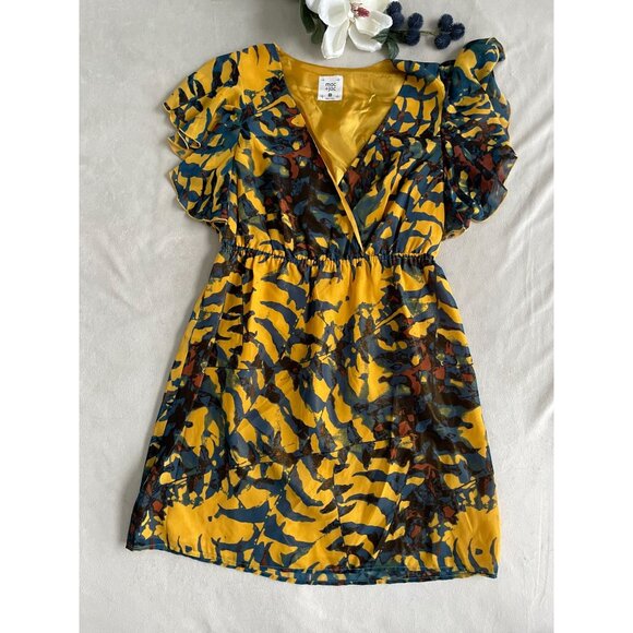 Mac + Jac Abstract Dress Flutter Sleeves Size M Whimsigoth - Picture 2 of 12